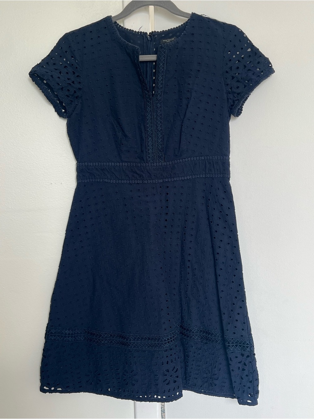 AnnTaylorWomen’s Navy Eyelet Short Sleeve Dress